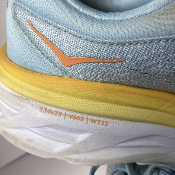 HOKA Bondi 8 Shoes Womens Size 10 B Blue Yellow Max Cushion Road Running 1127952 - Picture 5 of 16